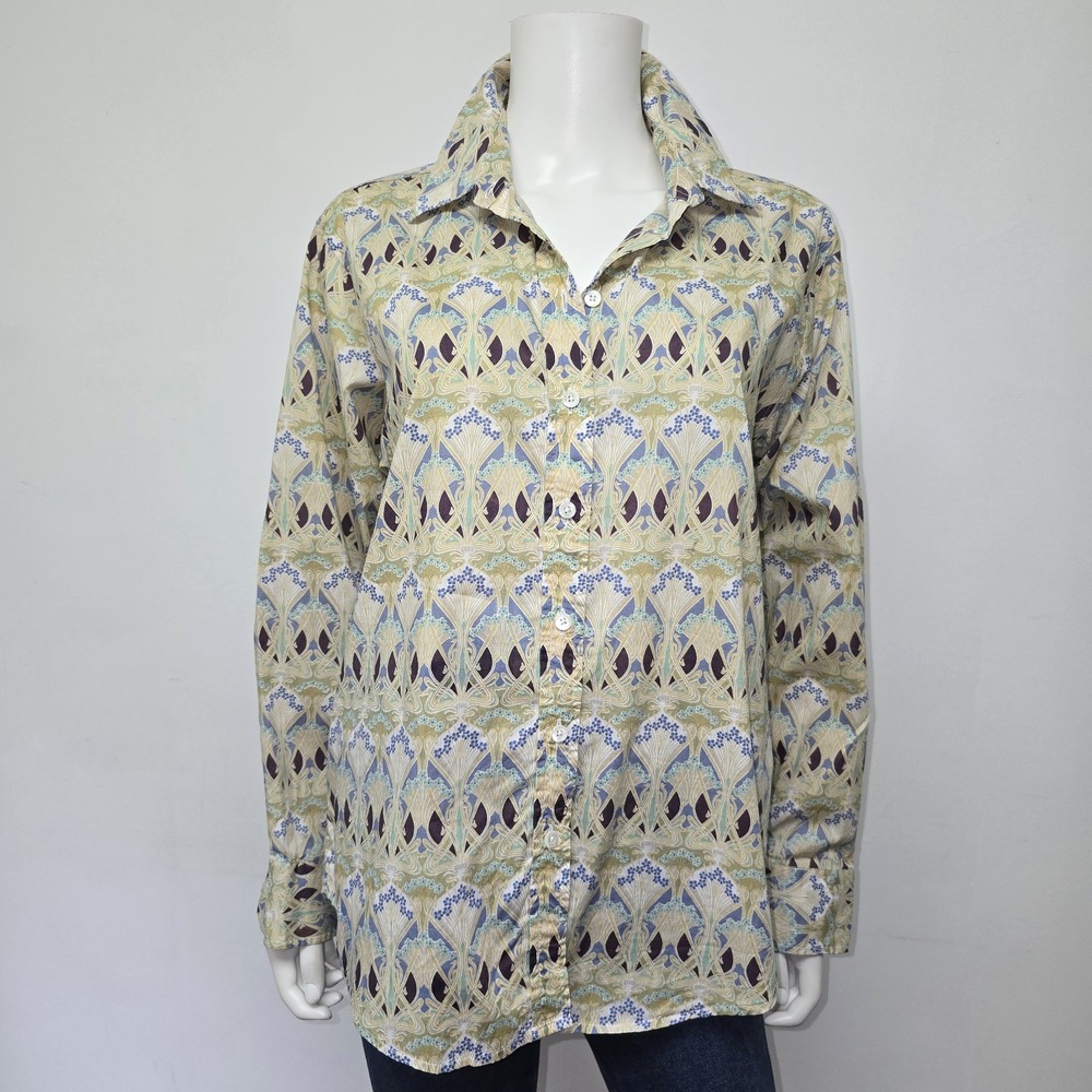Liberty of London Shirt Size 10 Womens Art Nouveau Print Long Sleeve Button Up
